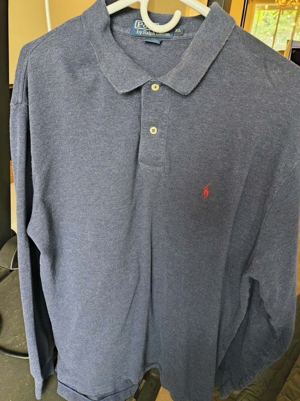 Ralph Lauren Men’s Long-Sleeve Polo Shirt -Slate/ Navy with Red Logo